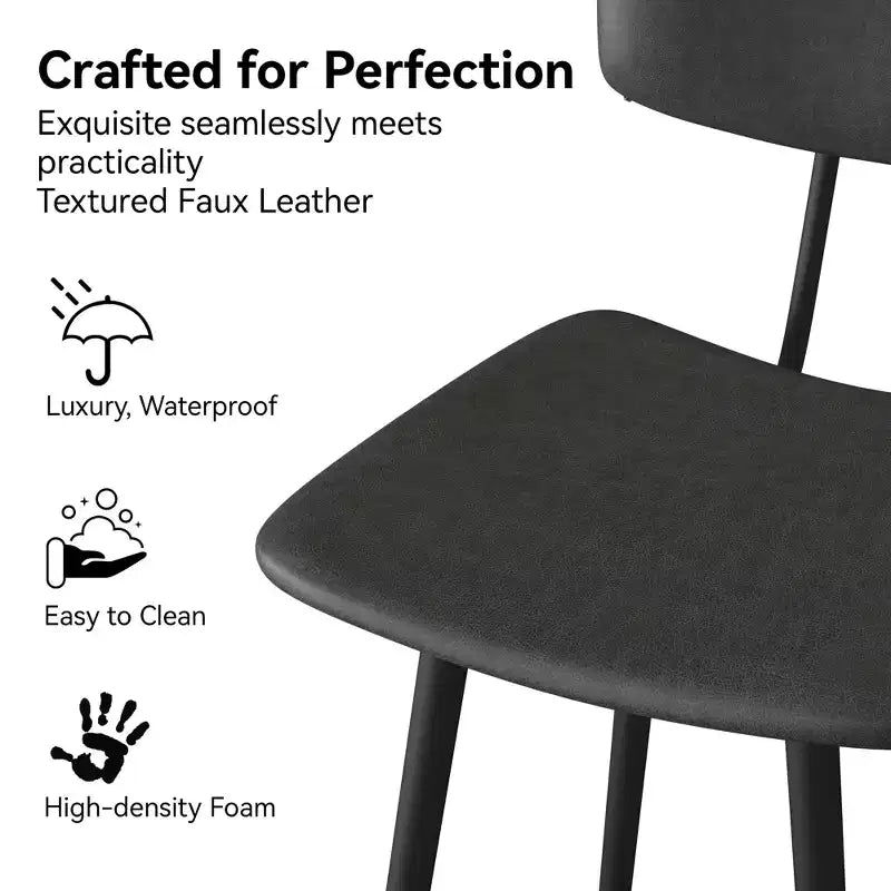 Dyonery Counter Height Bar Stools, 25.6 Faux Leather Barstools with Back, Waterproof Upholstery, Sturdy Metal Frame for Kitchen Island, Rustic Grey