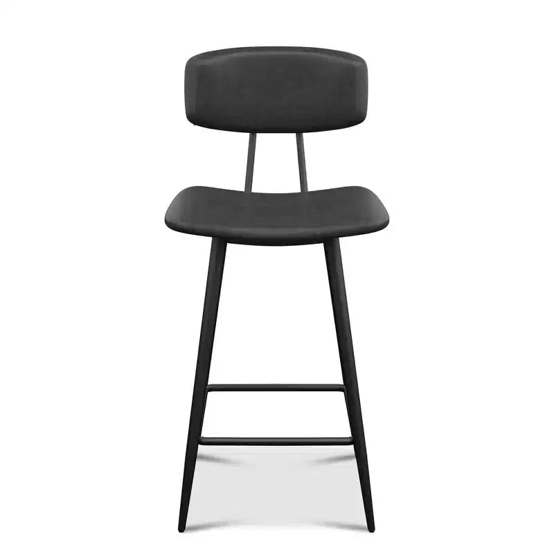 Dyonery Counter Height Bar Stools, 25.6 Faux Leather Barstools with Back, Waterproof Upholstery, Sturdy Metal Frame for Kitchen Island, Rustic Grey