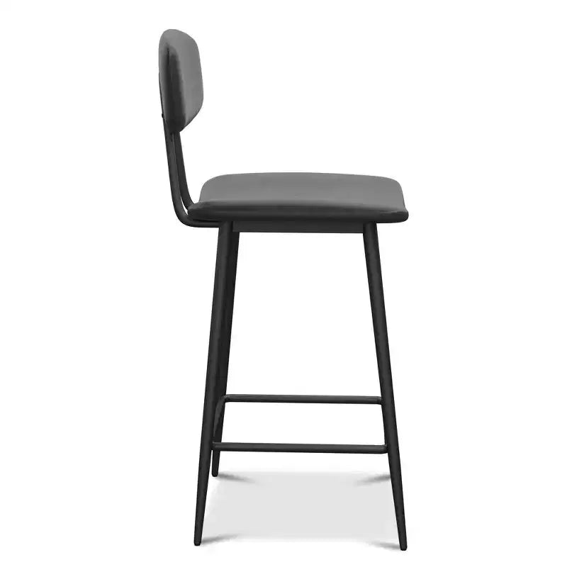 Dyonery Counter Height Bar Stools, 25.6 Faux Leather Barstools with Back, Waterproof Upholstery, Sturdy Metal Frame for Kitchen Island, Rustic Grey