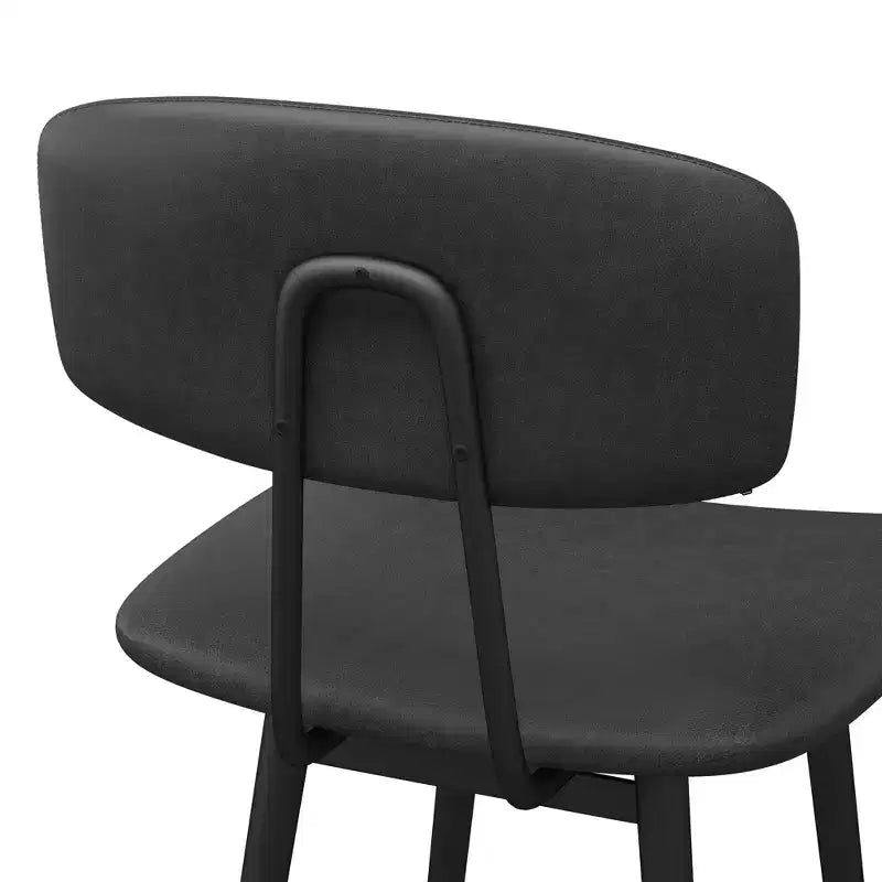 Dyonery Counter Height Bar Stools, 25.6 Faux Leather Barstools with Back, Waterproof Upholstery, Sturdy Metal Frame for Kitchen Island, Rustic Grey