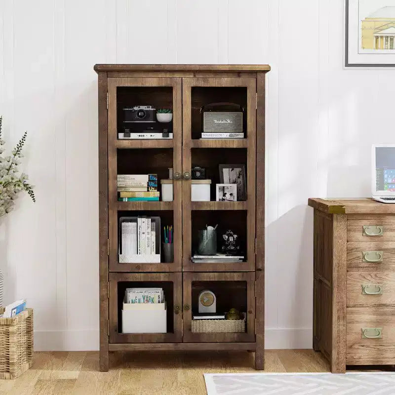 Karl Home Brown 2-Door 4-Shelf Bookcase