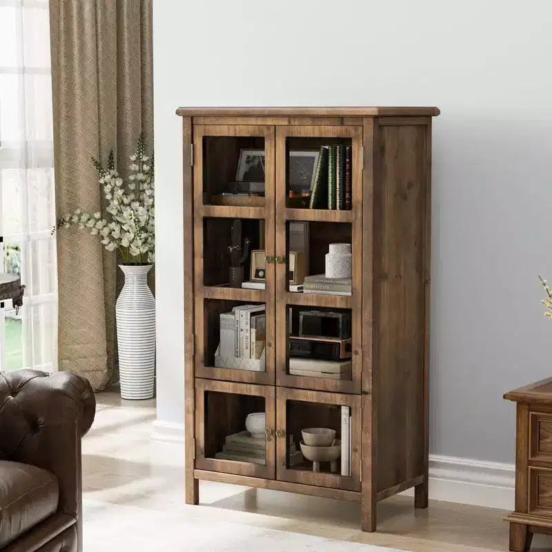 Karl Home Brown 2-Door 4-Shelf Bookcase