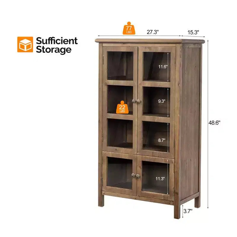 Karl Home Brown 2-Door 4-Shelf Bookcase