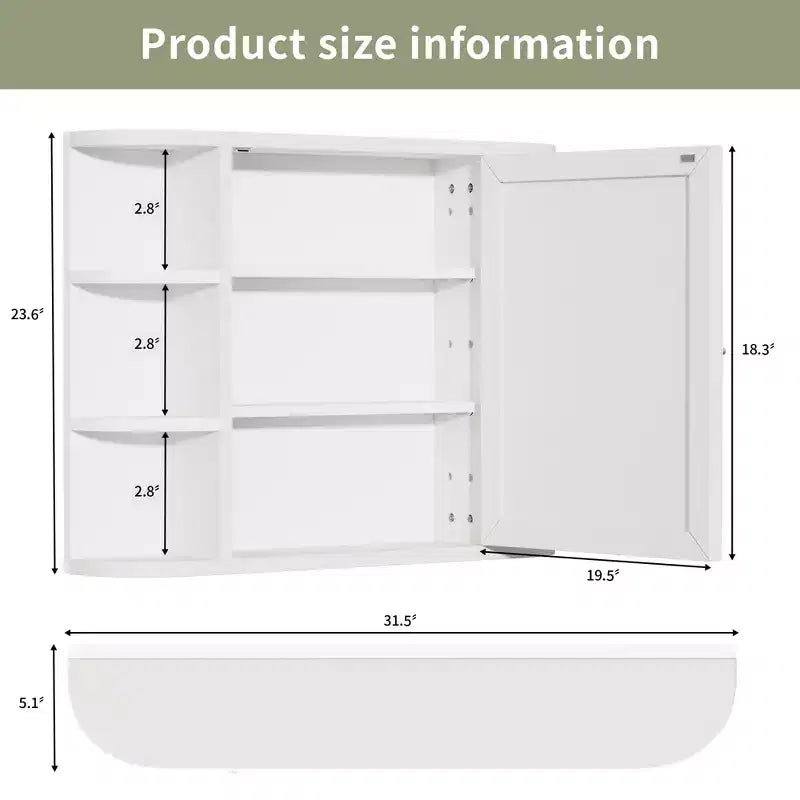 MAYEERTY 5.9 x 31.5in Modern Rectangular Bathroom Medicine Cabinets, Metal Framed Wall Mirror with Storage, White