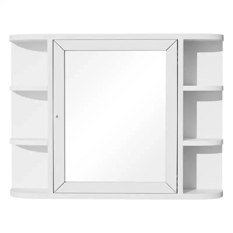 MAYEERTY 5.9 x 31.5in Modern Rectangular Bathroom Medicine Cabinets, Metal Framed Wall Mirror with Storage, White