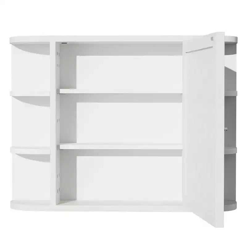 MAYEERTY 5.9 x 31.5in Modern Rectangular Bathroom Medicine Cabinets, Metal Framed Wall Mirror with Storage, White