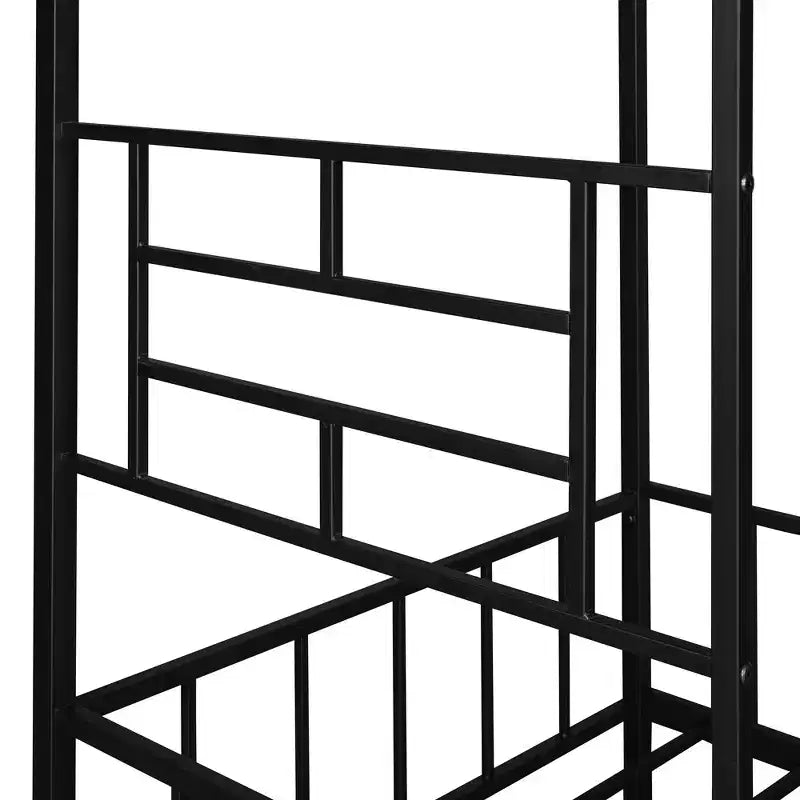 Bellemave Twin Size Metal House Bed Frame, Low Loft Bed Frame with Ladder, for Girls, Boys, Black