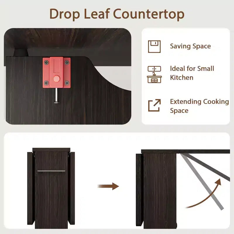 Folding Dining Table for Kitchen, Space Saving Dining Table with Storage Shelf, Expandable Kitchen Drop Leaf Table for Small Space
