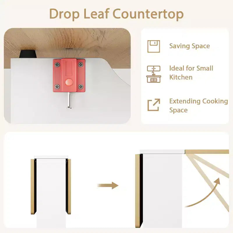 Folding Dining Table for Kitchen, Space Saving Dining Table with Storage Shelf, Expandable Kitchen Drop Leaf Table for Small Space