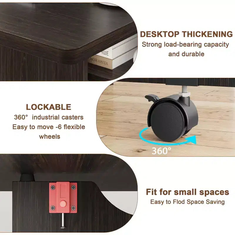 Folding Dining Table for Kitchen, Space Saving Dining Table with Storage Shelf, Expandable Kitchen Drop Leaf Table for Small Space