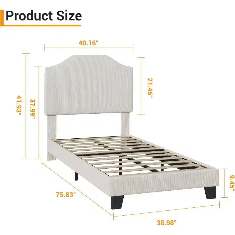Twin Size Platform Bed Frame with Velvet Upholstered Headboard, Wooden Slats & Metal Support, Low Profile, Noise-Free,Pink/White