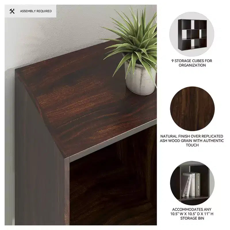 Signature Design by Ashley 9 Cube Storage Organizer - Versatile Open Bookcase and Display Unit for Modern Home Organization