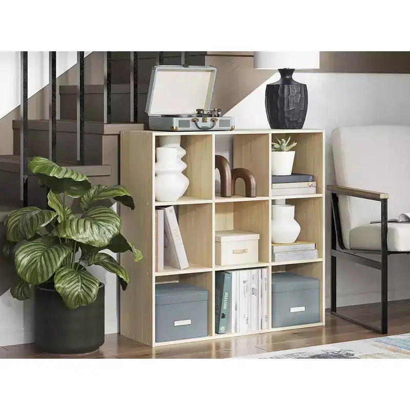 Signature Design by Ashley 9 Cube Storage Organizer - Versatile Open Bookcase and Display Unit for Modern Home Organization
