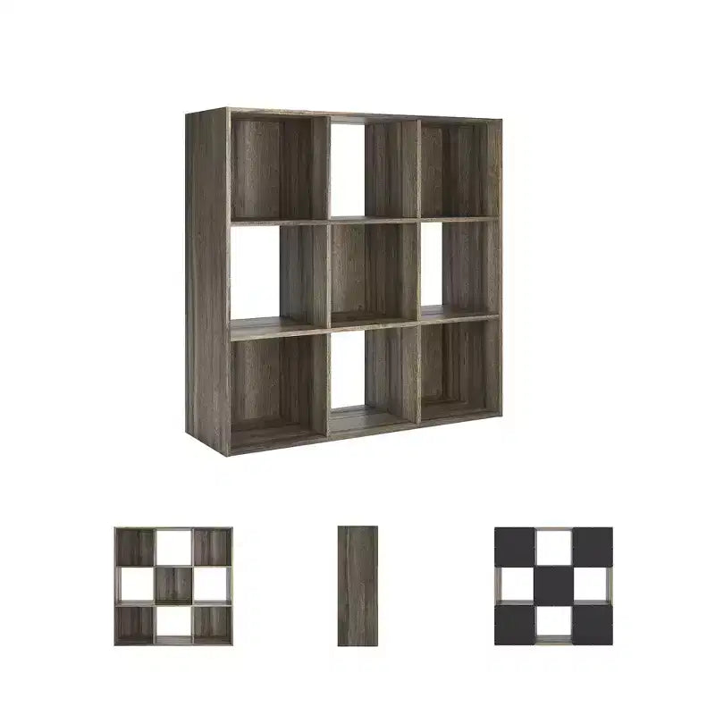 Signature Design by Ashley 9 Cube Storage Organizer - Versatile Open Bookcase and Display Unit for Modern Home Organization