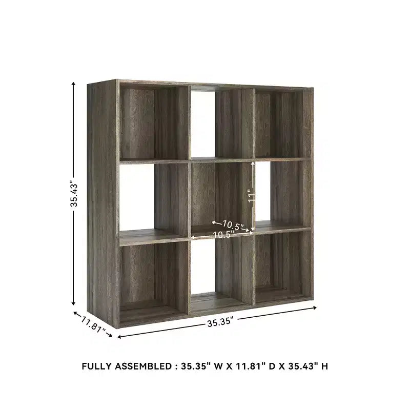 Signature Design by Ashley 9 Cube Storage Organizer - Versatile Open Bookcase and Display Unit for Modern Home Organization