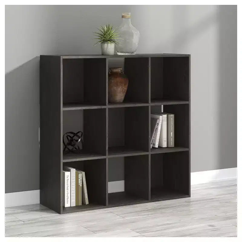 Signature Design by Ashley 9 Cube Storage Organizer - Versatile Open Bookcase and Display Unit for Modern Home Organization