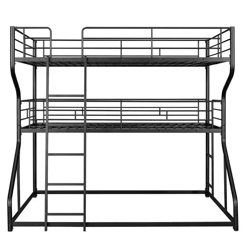 Okak Full over Twin over Queen Size Triple Bunk Bed, Heavy Duty Kids Bunk Beds with 2 Ladders, Bed Frames for Bedroom, Domitory