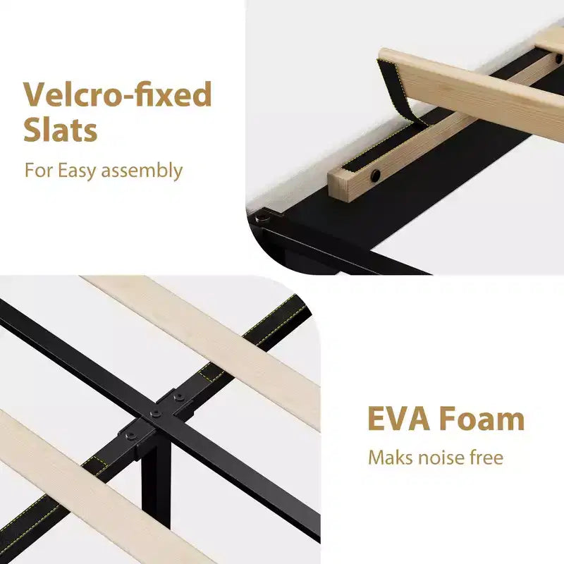 Twin Upholstered Velvet Platform Bed Frame with Adjustable Headboard, Sturdy Metal Support, Noise-Free, No Box Spring Needed