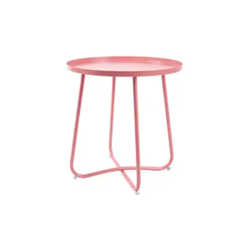 AEELLEEA Modern Round Outdoor Side Table Small Metal Coffee & Snack Table for Living Room, Bedroom, Patio, Yard, Porch, Balcony (Pink)