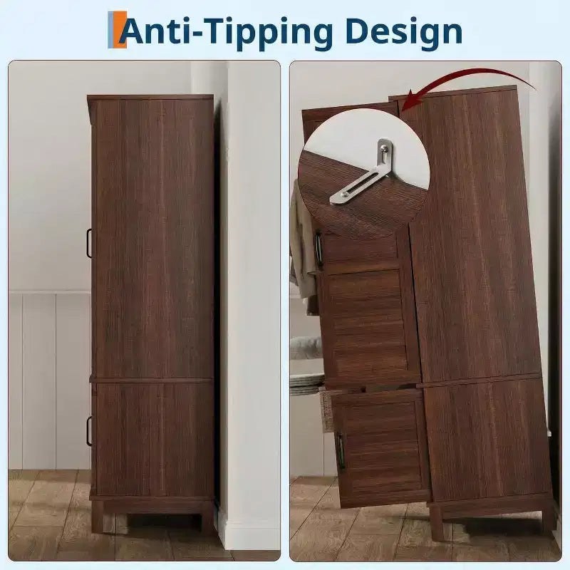 72 Inch Armoire Wardrobe Closet with 4 Doors, Wooden Bedroom Wardrobe with Hanging Rod And Adjustable Shelf, Clothing Storage Cabinet