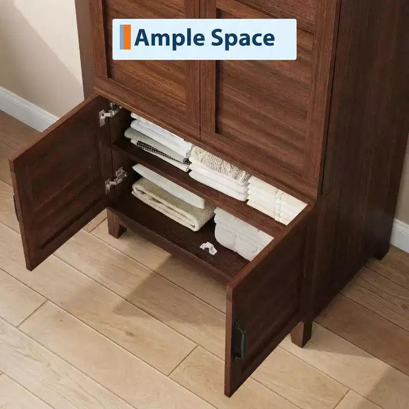 72 Inch Armoire Wardrobe Closet with 4 Doors, Wooden Bedroom Wardrobe with Hanging Rod And Adjustable Shelf, Clothing Storage Cabinet