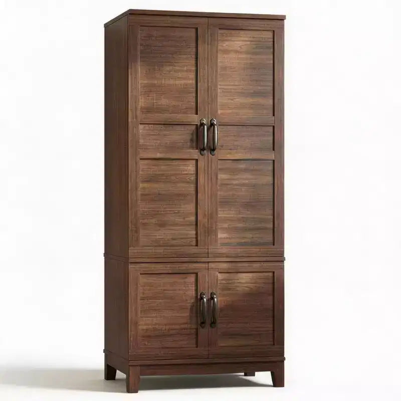 72 Inch Armoire Wardrobe Closet with 4 Doors, Wooden Bedroom Wardrobe with Hanging Rod And Adjustable Shelf, Clothing Storage Cabinet