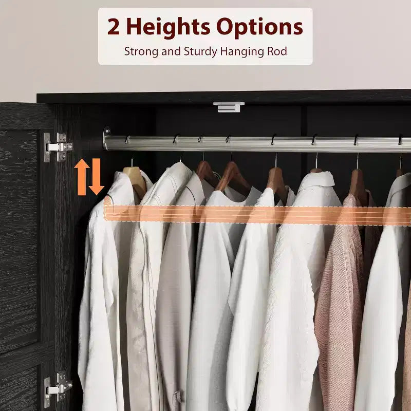 72 Inch Armoire Wardrobe Closet with 4 Doors, Wooden Bedroom Wardrobe with Hanging Rod And Adjustable Shelf, Clothing Storage Cabinet