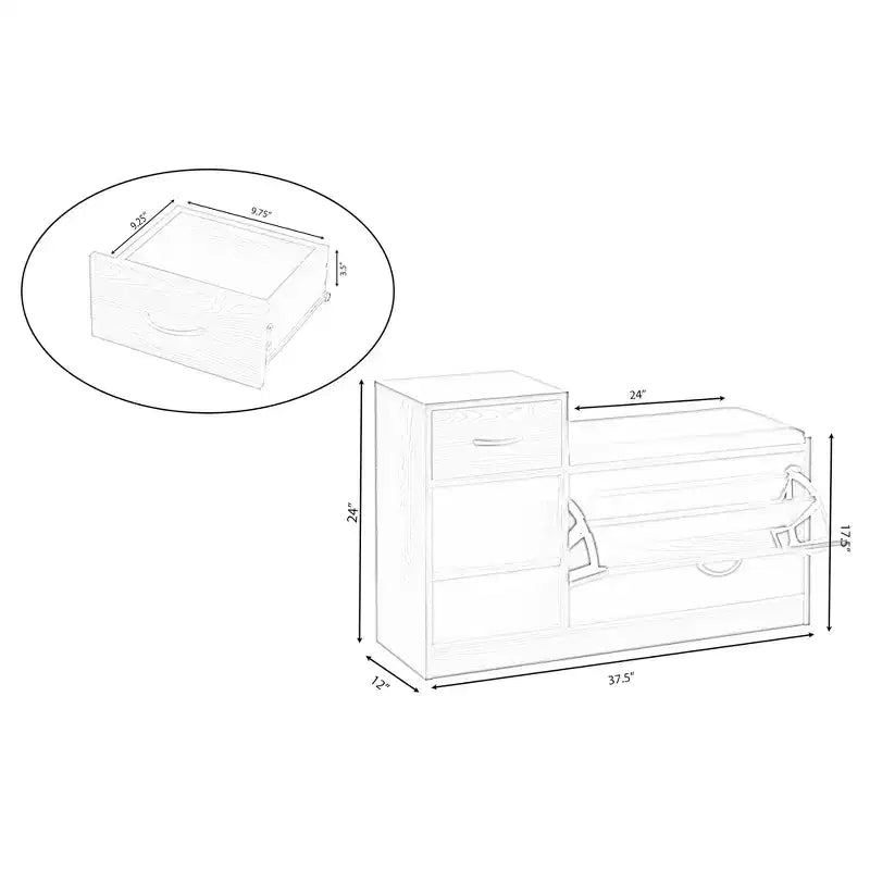 Basicwise Wooden Entryway Shoe Storage Bench with Cushion