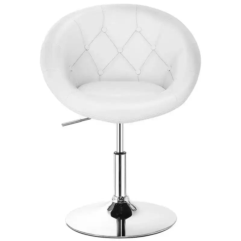 Costway 1PC Adjustable Modern Swivel Round Tufted Back Accent Chair PU Leather