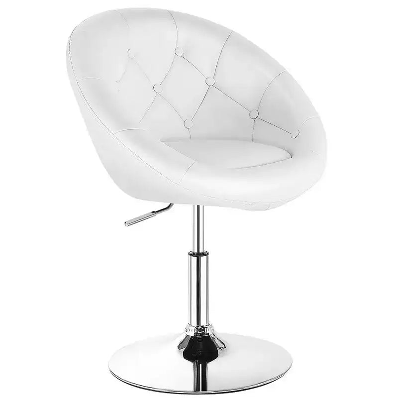 Costway 1PC Adjustable Modern Swivel Round Tufted Back Accent Chair PU Leather