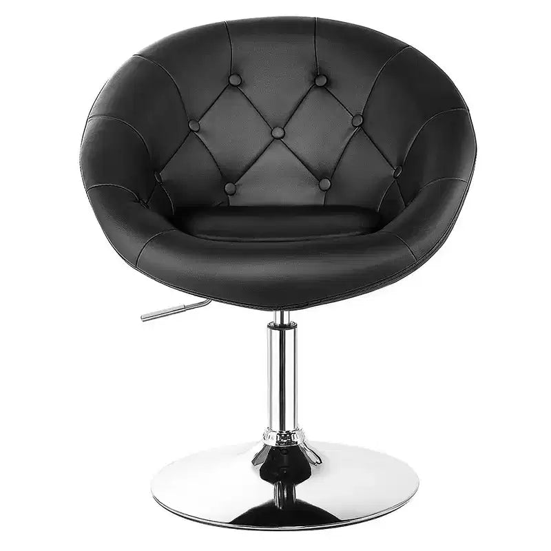Costway 1PC Adjustable Modern Swivel Round Tufted Back Accent Chair PU Leather