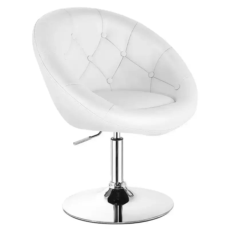 Costway 1PC Adjustable Modern Swivel Round Tufted Back Accent Chair PU Leather