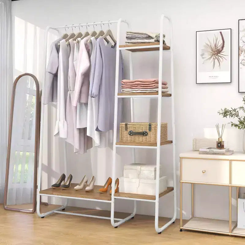 Costway Clothes Garment Rack Free Standing Storage Tower w/Metal Frame White