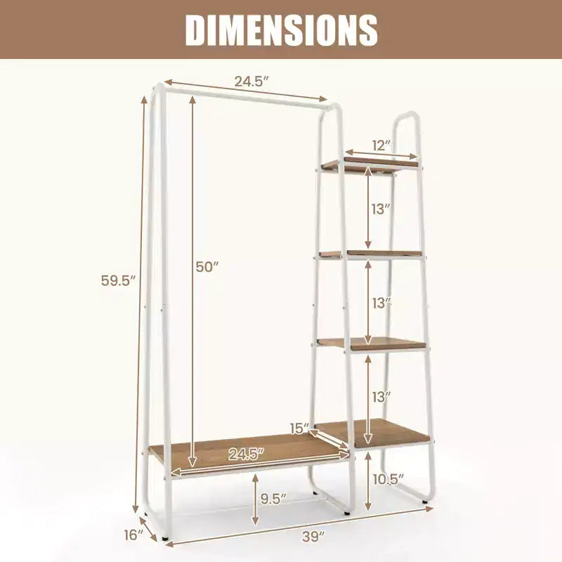Costway Clothes Garment Rack Free Standing Storage Tower w/Metal Frame White