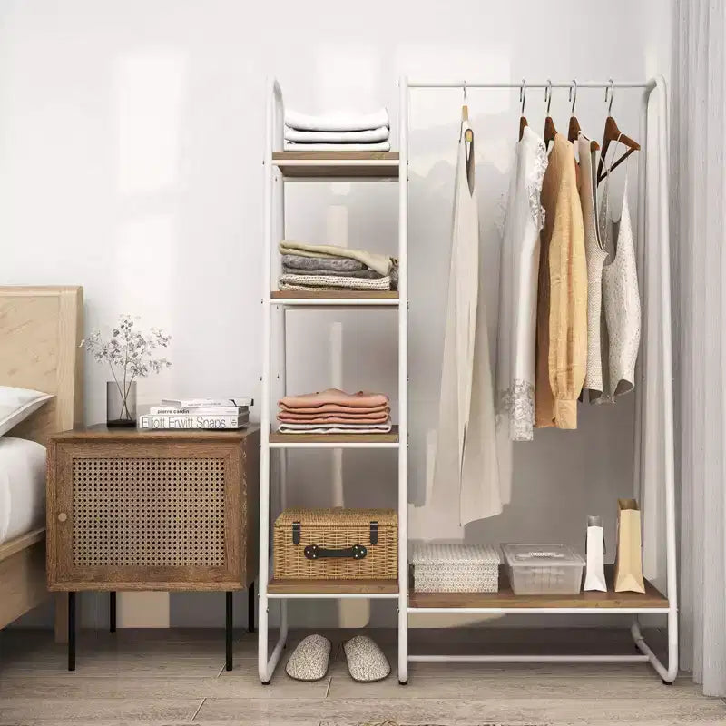 Costway Clothes Garment Rack Free Standing Storage Tower w/Metal Frame White