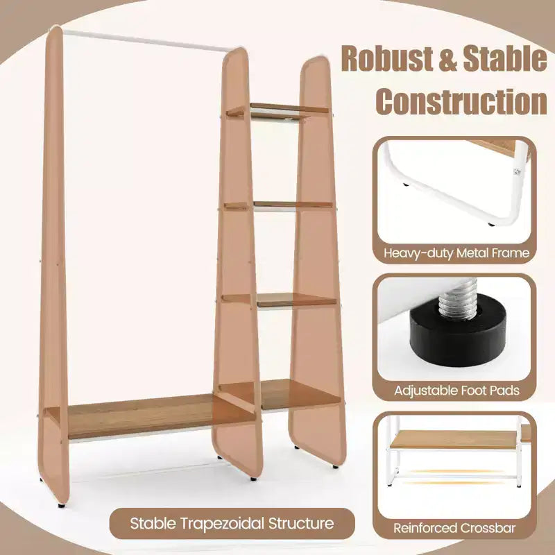 Costway Clothes Garment Rack Free Standing Storage Tower w/Metal Frame White