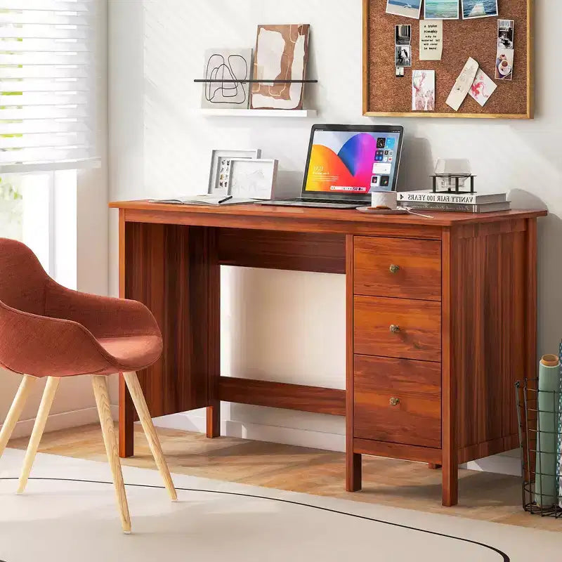 Costway Computer Desk Study Writing Desk Home Office Workstation with 3 Drawers White/Black/Brown