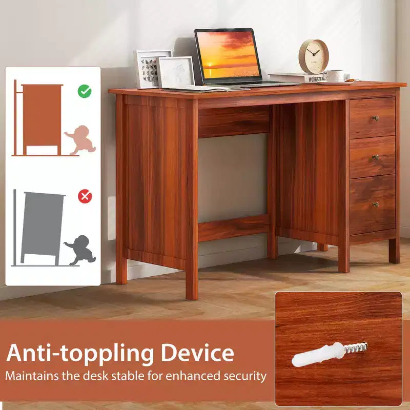 Costway Computer Desk Study Writing Desk Home Office Workstation with 3 Drawers White/Black/Brown