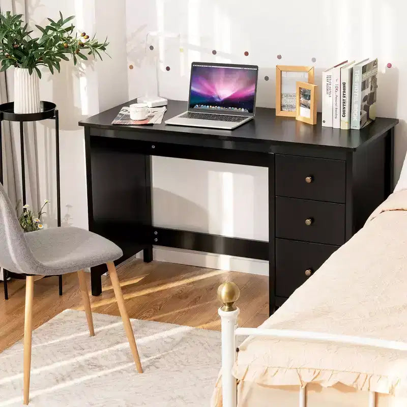 Costway Computer Desk Study Writing Desk Home Office Workstation with 3 Drawers White/Black/Brown