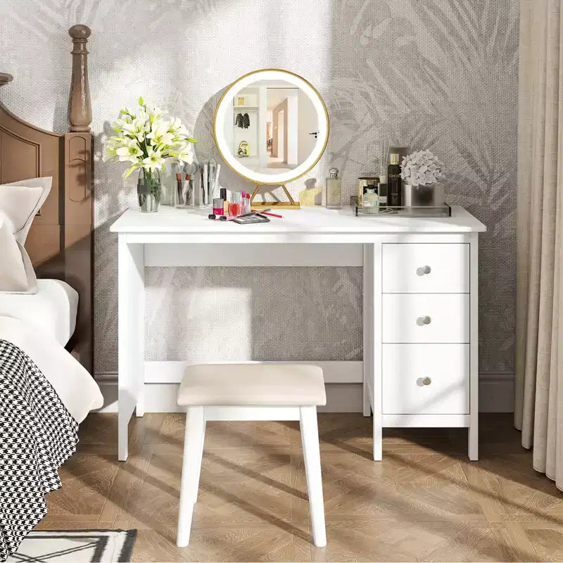 Costway Computer Desk Study Writing Desk Home Office Workstation with 3 Drawers White/Black/Brown