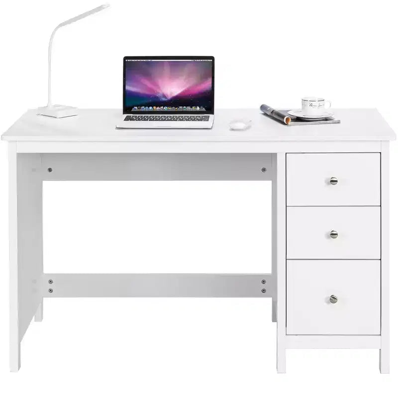 Costway Computer Desk Study Writing Desk Home Office Workstation with 3 Drawers White/Black/Brown