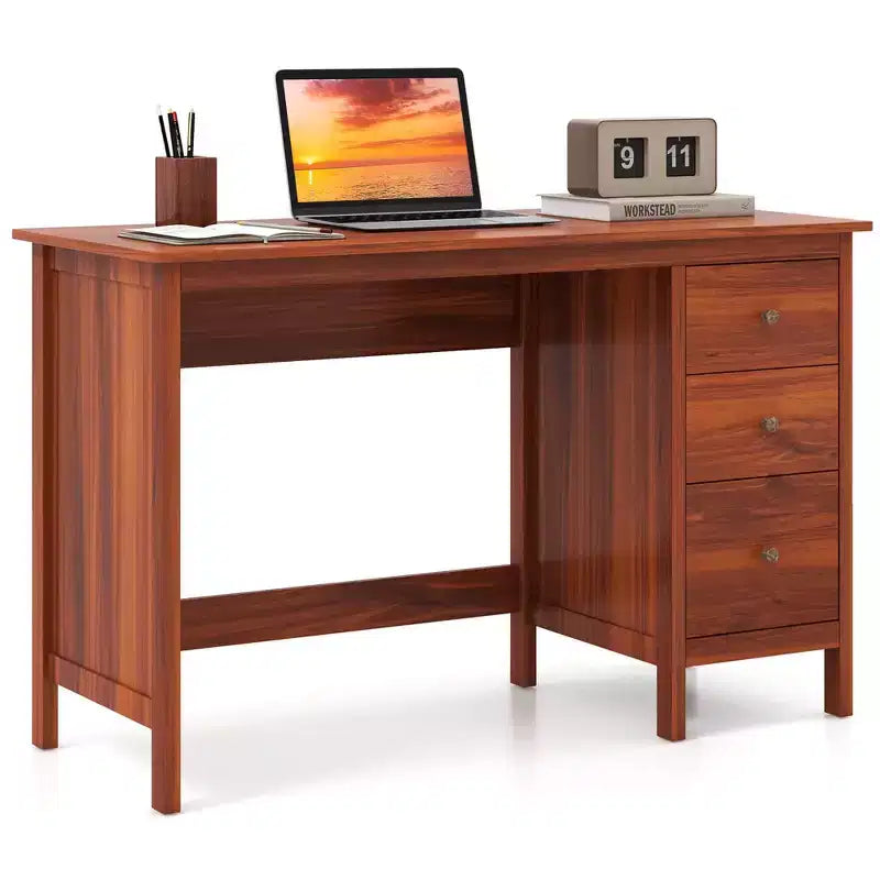 Costway Computer Desk Study Writing Desk Home Office Workstation with 3 Drawers White/Black/Brown